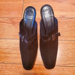 Stuart Weitzman Suede and Leather Mules